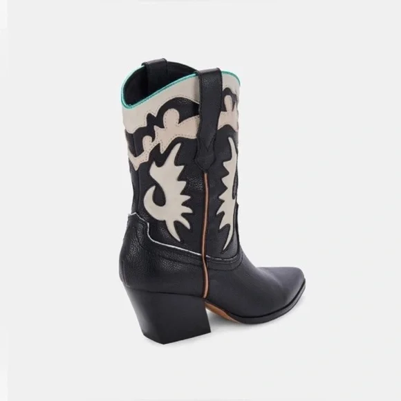NWT✨Dolce Vita Landen Black White Metallic trim Women’s Western Boots Size 10! - Picture 11 of 16
